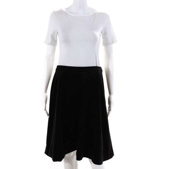 Bella Lois Women's Zip Closure Flare Lined Midi Skirt Black Size 44 - Picture 1 of 6